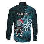 Personalised New Zealand Darts Christmas Family Matching Off Shoulder Short Dress and Hawaiian Shirt Maori Fern Merry Dartsmas - Aussie Hoodie