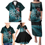 Personalised New Zealand Darts Christmas Family Matching Puletasi and Hawaiian Shirt Maori Fern Merry Dartsmas - Aussie Hoodie