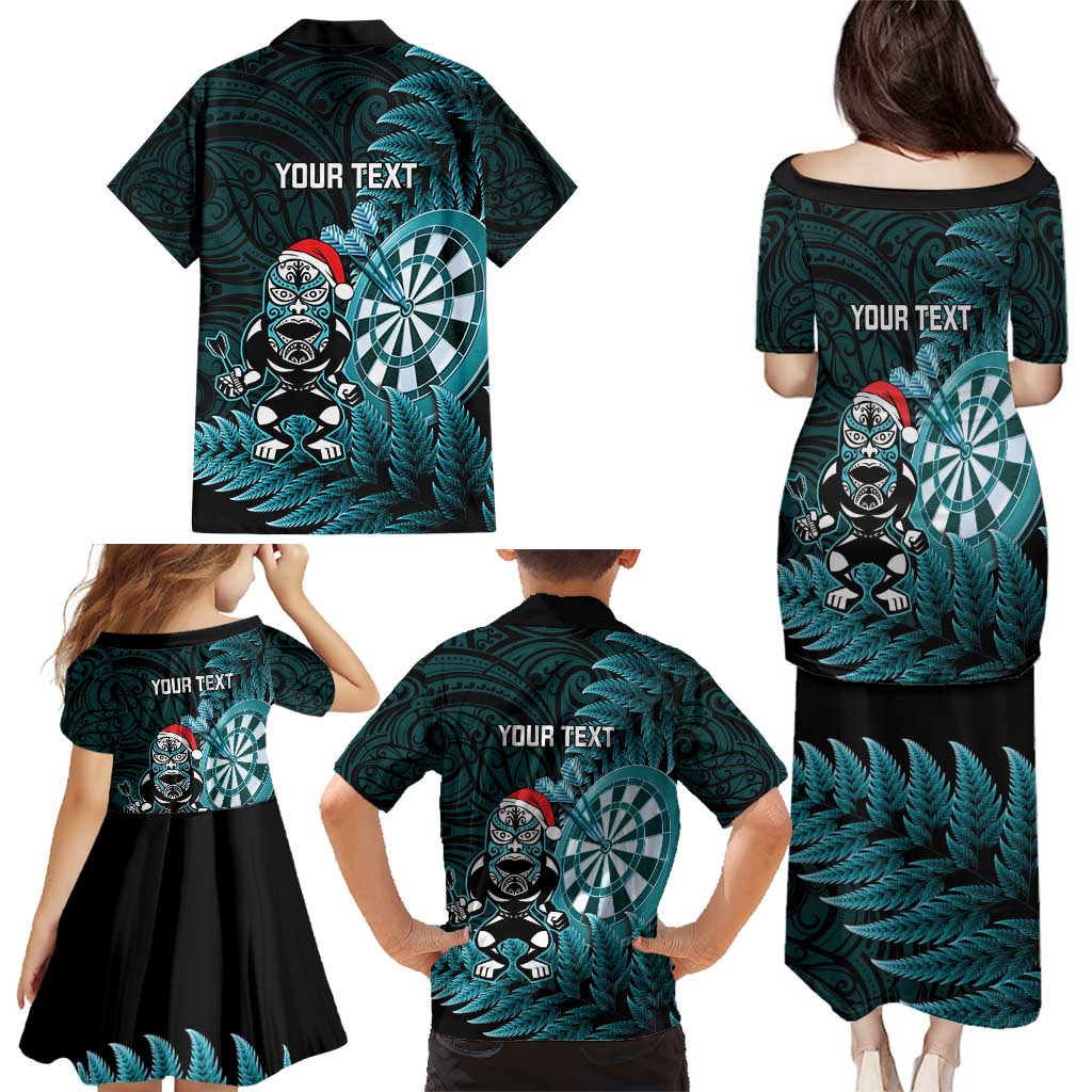 Personalised New Zealand Darts Christmas Family Matching Puletasi and Hawaiian Shirt Maori Fern Merry Dartsmas - Aussie Hoodie