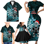 Personalised New Zealand Darts Christmas Family Matching Short Sleeve Bodycon Dress and Hawaiian Shirt Maori Fern Merry Dartsmas - Aussie Hoodie