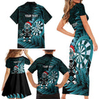 Personalised New Zealand Darts Christmas Family Matching Short Sleeve Bodycon Dress and Hawaiian Shirt Maori Fern Merry Dartsmas - Aussie Hoodie