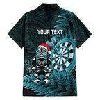 Personalised New Zealand Darts Christmas Family Matching Short Sleeve Bodycon Dress and Hawaiian Shirt Maori Fern Merry Dartsmas - Aussie Hoodie