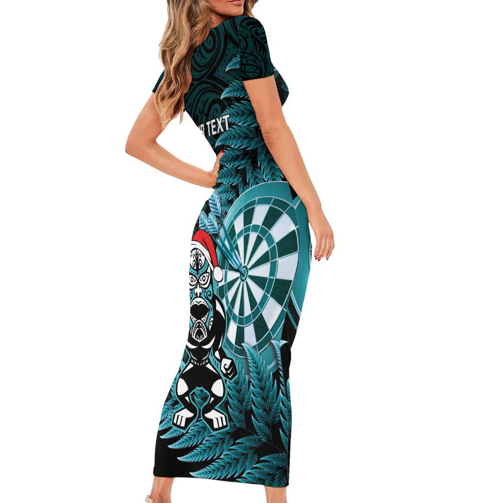 Personalised New Zealand Darts Christmas Family Matching Short Sleeve Bodycon Dress and Hawaiian Shirt Maori Fern Merry Dartsmas - Aussie Hoodie
