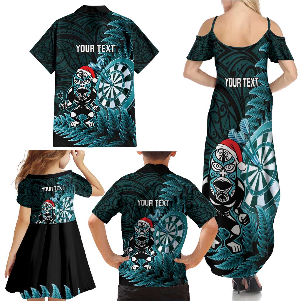 Personalised New Zealand Darts Christmas Family Matching Summer Maxi Dress and Hawaiian Shirt Maori Fern Merry Dartsmas - Aussie Hoodie