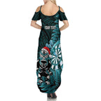 Personalised New Zealand Darts Christmas Family Matching Summer Maxi Dress and Hawaiian Shirt Maori Fern Merry Dartsmas - Aussie Hoodie