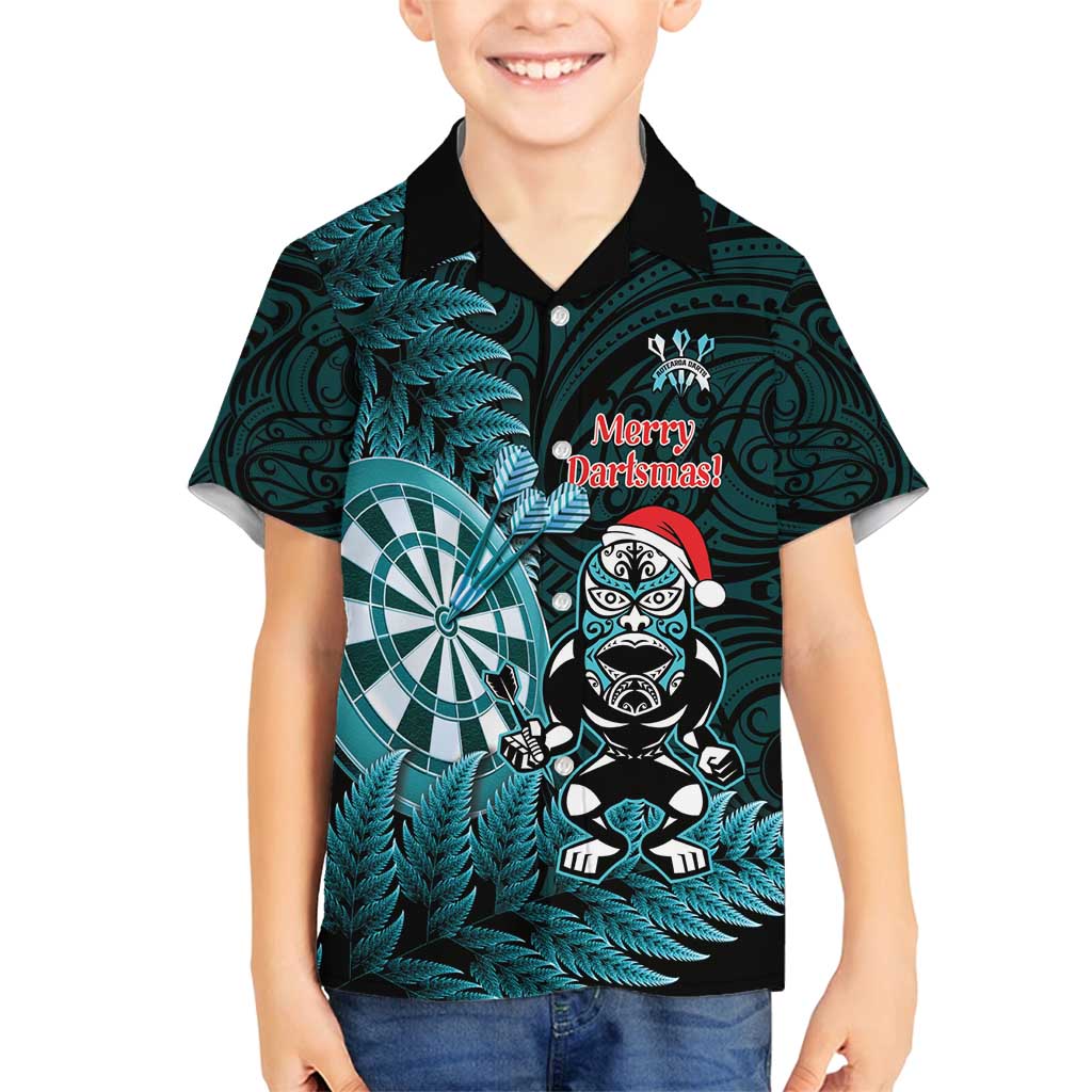 Personalised New Zealand Darts Christmas Family Matching Summer Maxi Dress and Hawaiian Shirt Maori Fern Merry Dartsmas - Aussie Hoodie