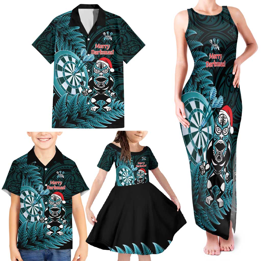 Personalised New Zealand Darts Christmas Family Matching Tank Maxi Dress and Hawaiian Shirt Maori Fern Merry Dartsmas - Aussie Hoodie