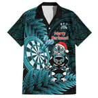 Personalised New Zealand Darts Christmas Hawaiian Shirt Maori Fern Merry Dartsmas - Aussie Hoodie