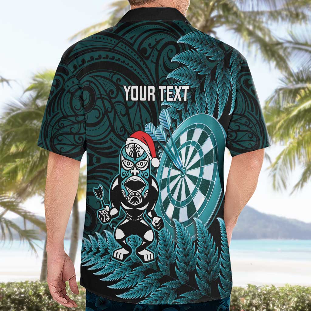 Personalised New Zealand Darts Christmas Hawaiian Shirt Maori Fern Merry Dartsmas - Aussie Hoodie