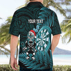 Personalised New Zealand Darts Christmas Hawaiian Shirt Maori Fern Merry Dartsmas - Aussie Hoodie