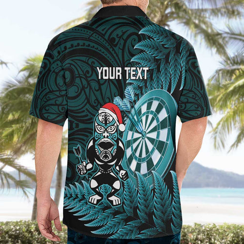 Personalised New Zealand Darts Christmas Hawaiian Shirt Maori Fern Merry Dartsmas - Aussie Hoodie