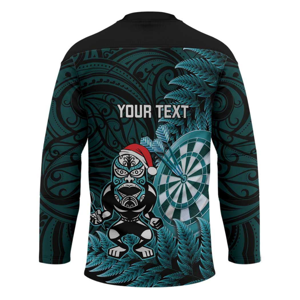 Personalised New Zealand Darts Christmas Hockey Jersey Maori Fern Merry Dartsmas - Aussie Hoodie
