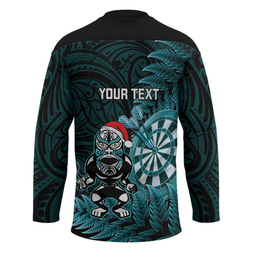 Personalised New Zealand Darts Christmas Hockey Jersey Maori Fern Merry Dartsmas - Aussie Hoodie