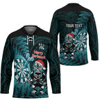 Personalised New Zealand Darts Christmas Hockey Jersey Maori Fern Merry Dartsmas - Aussie Hoodie