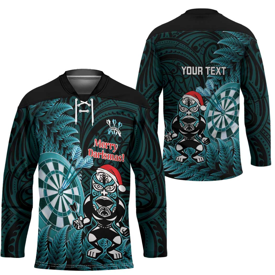 Personalised New Zealand Darts Christmas Hockey Jersey Maori Fern Merry Dartsmas - Aussie Hoodie