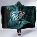 New Zealand Darts Christmas Hooded Blanket Maori Fern Merry Dartsmas - Aussie Hoodie