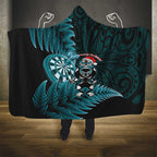 New Zealand Darts Christmas Hooded Blanket Maori Fern Merry Dartsmas - Aussie Hoodie
