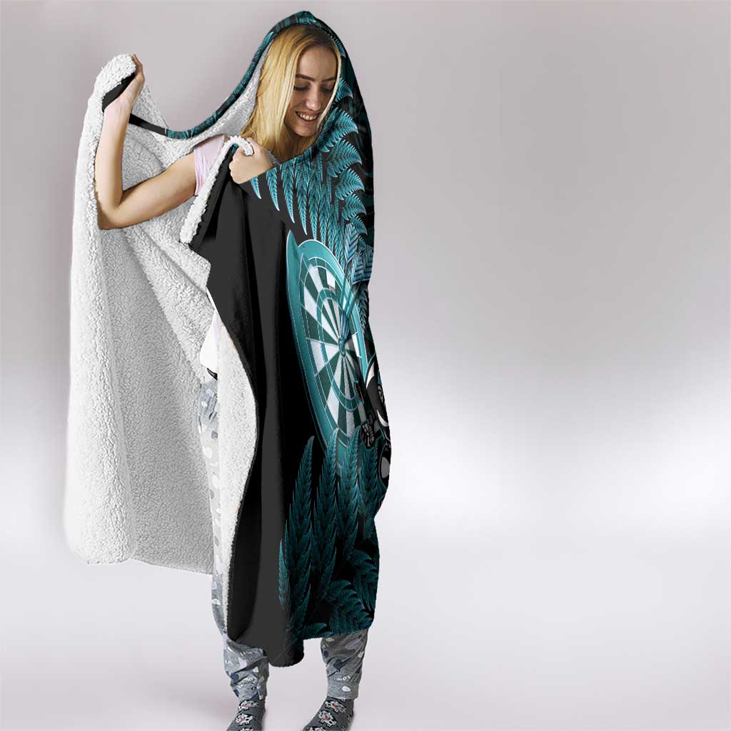 New Zealand Darts Christmas Hooded Blanket Maori Fern Merry Dartsmas - Aussie Hoodie