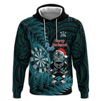 Personalised New Zealand Darts Christmas Hoodie Maori Fern Merry Dartsmas - Aussie Hoodie