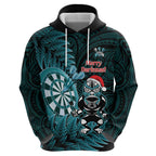 Personalised New Zealand Darts Christmas Hoodie Maori Fern Merry Dartsmas - Aussie Hoodie