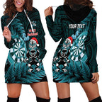 Personalised New Zealand Darts Christmas Hoodie Dress Maori Fern Merry Dartsmas - Aussie Hoodie