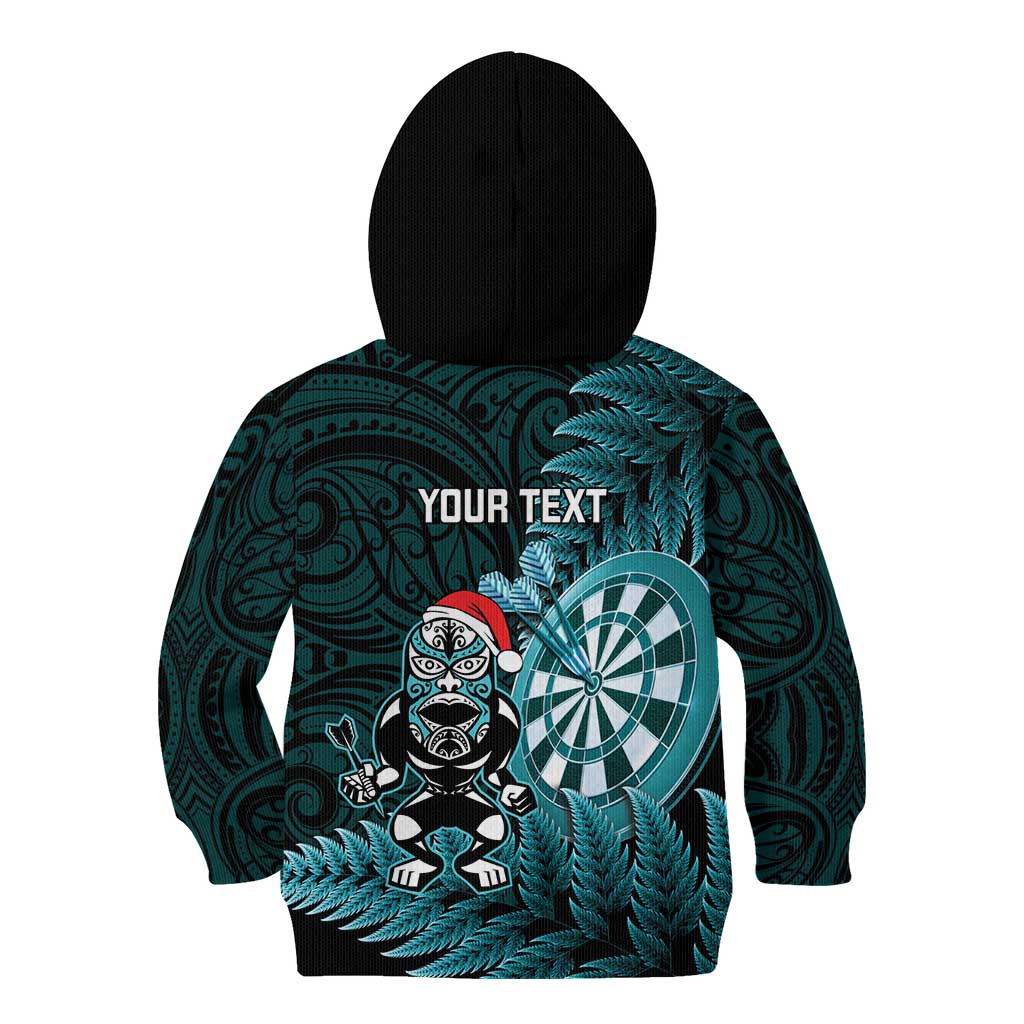 Personalised New Zealand Darts Christmas Kid Hoodie Maori Fern Merry Dartsmas - Aussie Hoodie
