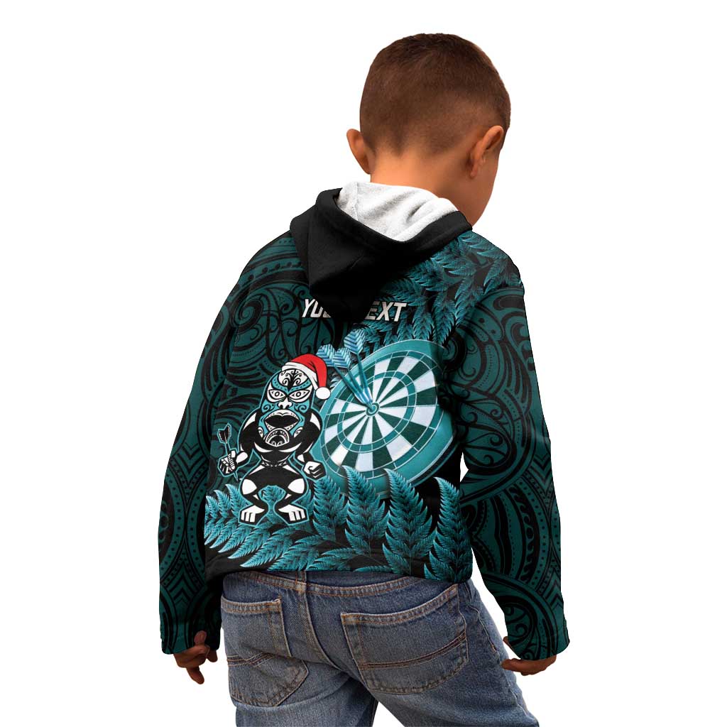 Personalised New Zealand Darts Christmas Kid Hoodie Maori Fern Merry Dartsmas - Aussie Hoodie