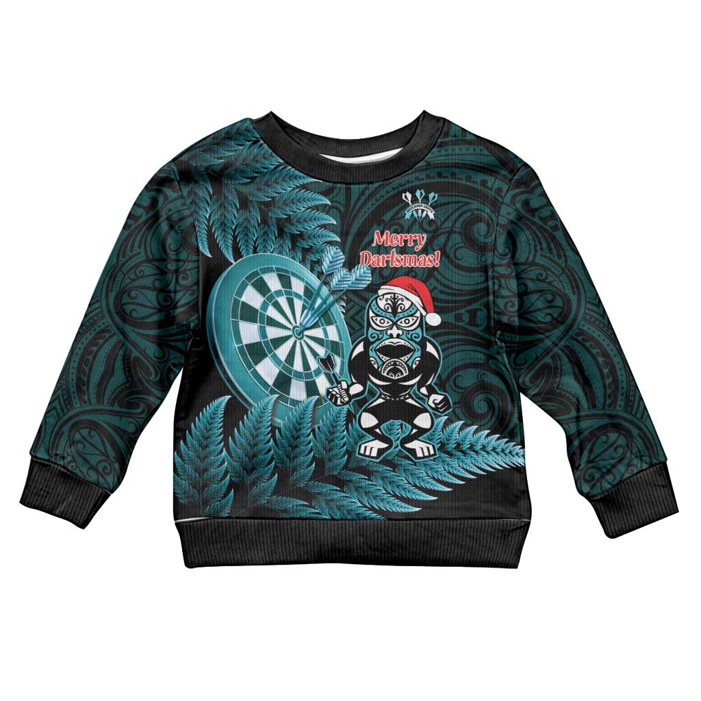Personalised New Zealand Darts Christmas Kid Ugly Christmas Sweater Maori Fern Merry Dartsmas - Aussie Hoodie