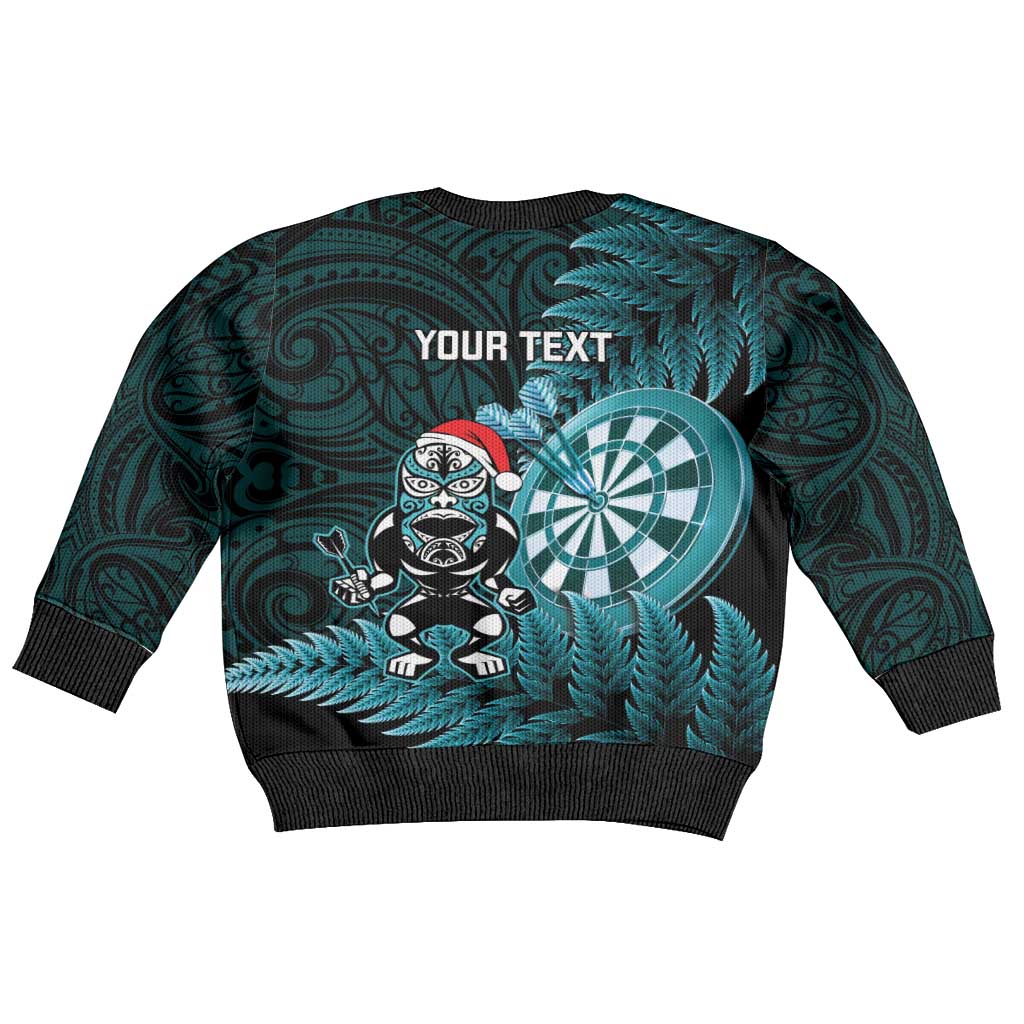 Personalised New Zealand Darts Christmas Kid Ugly Christmas Sweater Maori Fern Merry Dartsmas - Aussie Hoodie