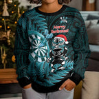 Personalised New Zealand Darts Christmas Kid Ugly Christmas Sweater Maori Fern Merry Dartsmas - Aussie Hoodie