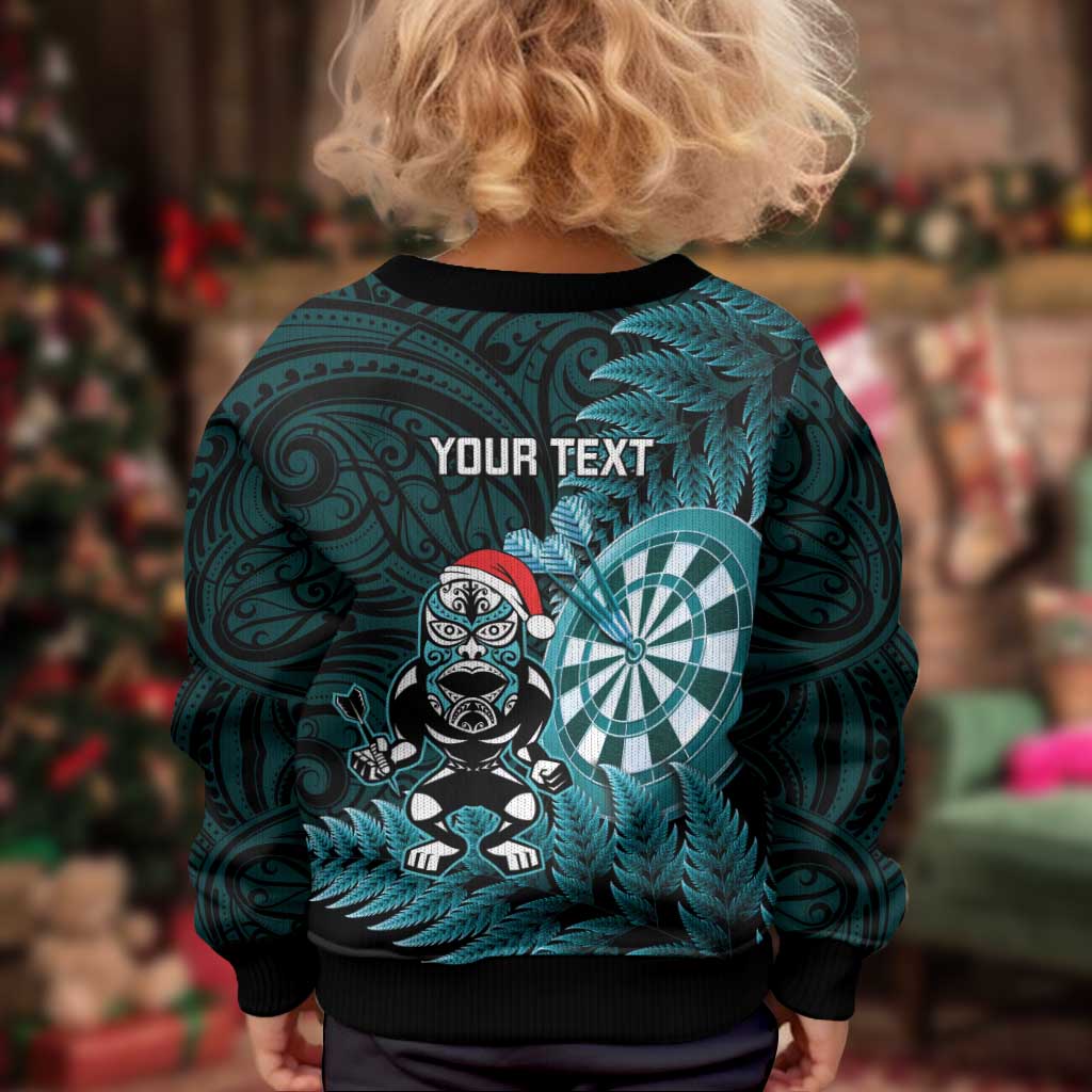 Personalised New Zealand Darts Christmas Kid Ugly Christmas Sweater Maori Fern Merry Dartsmas - Aussie Hoodie