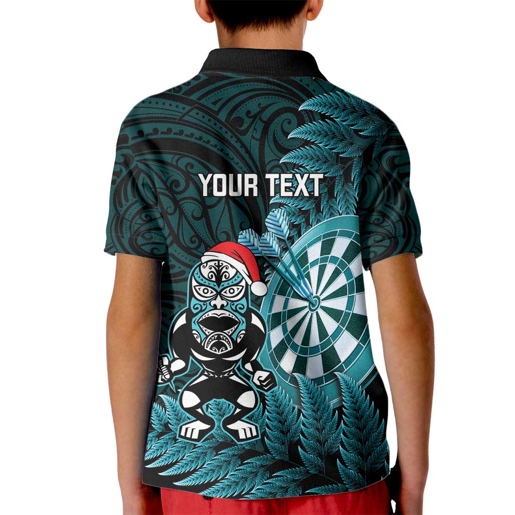 Personalised New Zealand Darts Christmas Kid Polo Shirt Maori Fern Merry Dartsmas - Aussie Hoodie