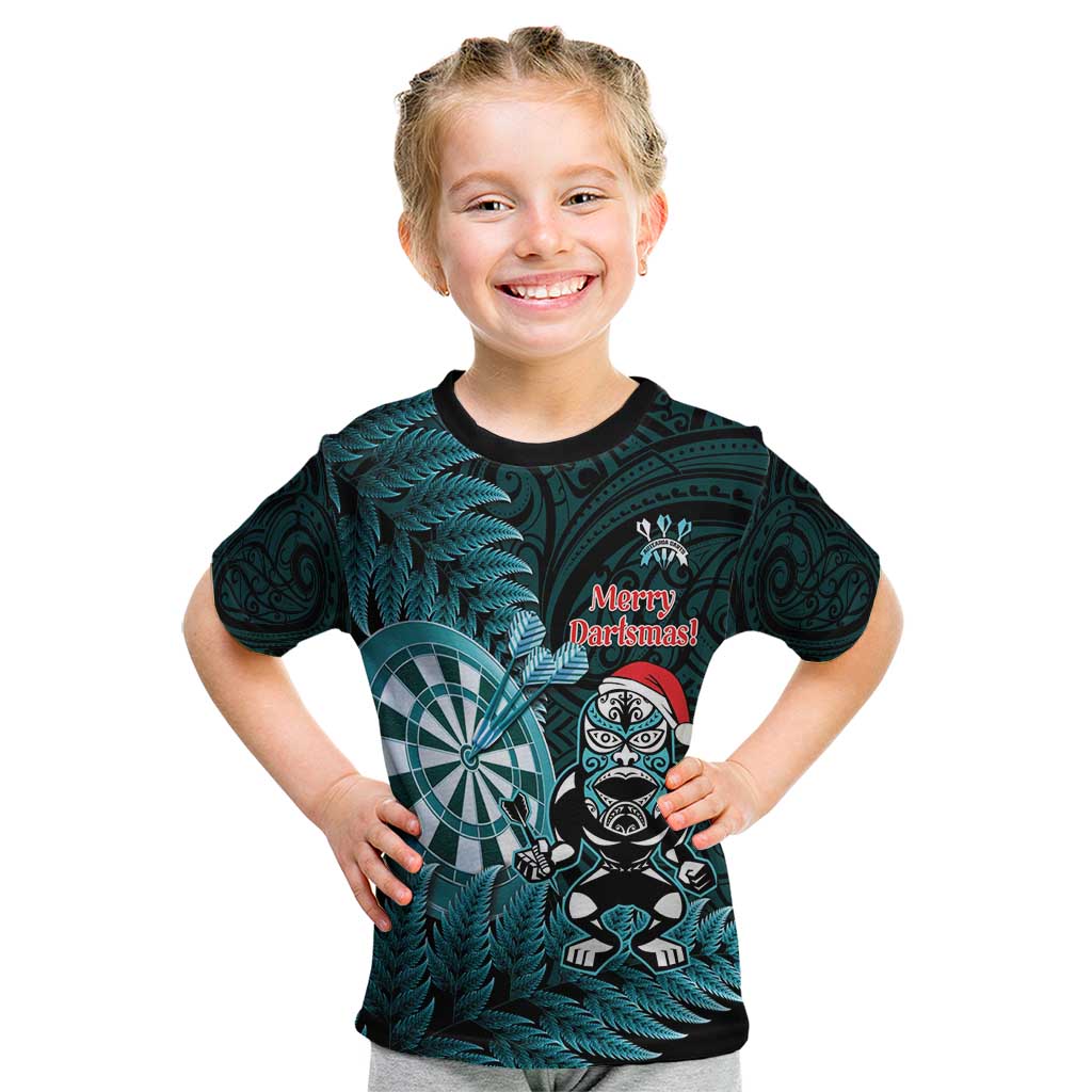 Personalised New Zealand Darts Christmas Kid T Shirt Maori Fern Merry Dartsmas - Aussie Hoodie