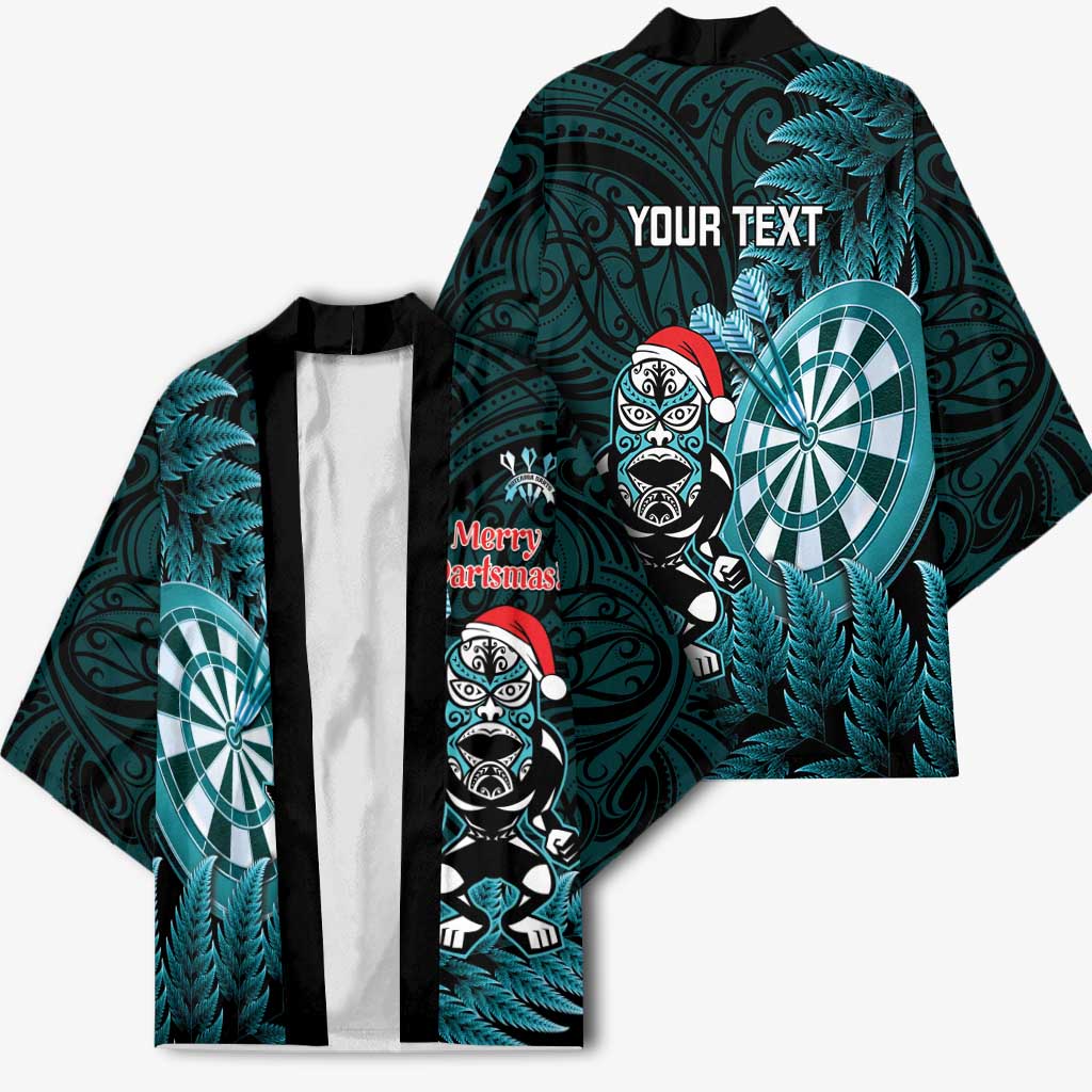 Personalised New Zealand Darts Christmas Kimono Maori Fern Merry Dartsmas - Aussie Hoodie
