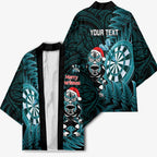Personalised New Zealand Darts Christmas Kimono Maori Fern Merry Dartsmas - Aussie Hoodie