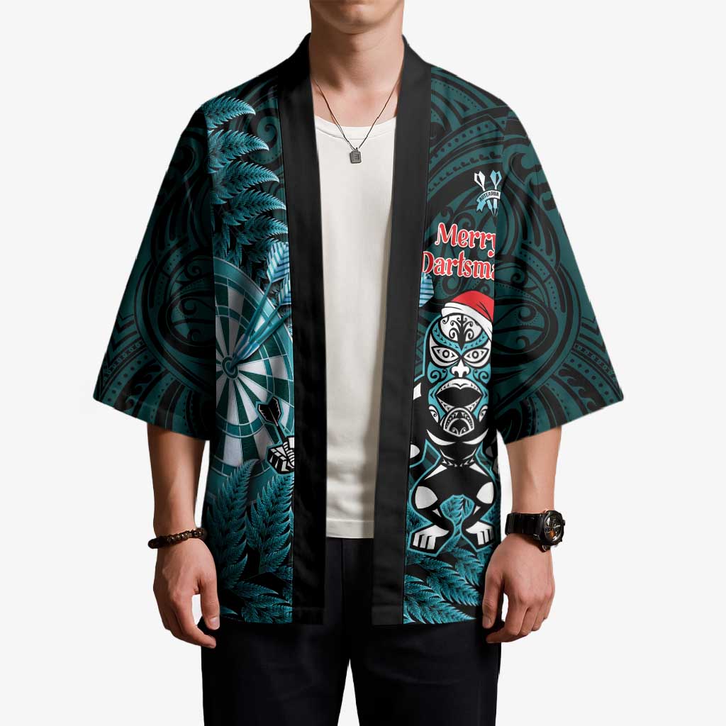 Personalised New Zealand Darts Christmas Kimono Maori Fern Merry Dartsmas - Aussie Hoodie
