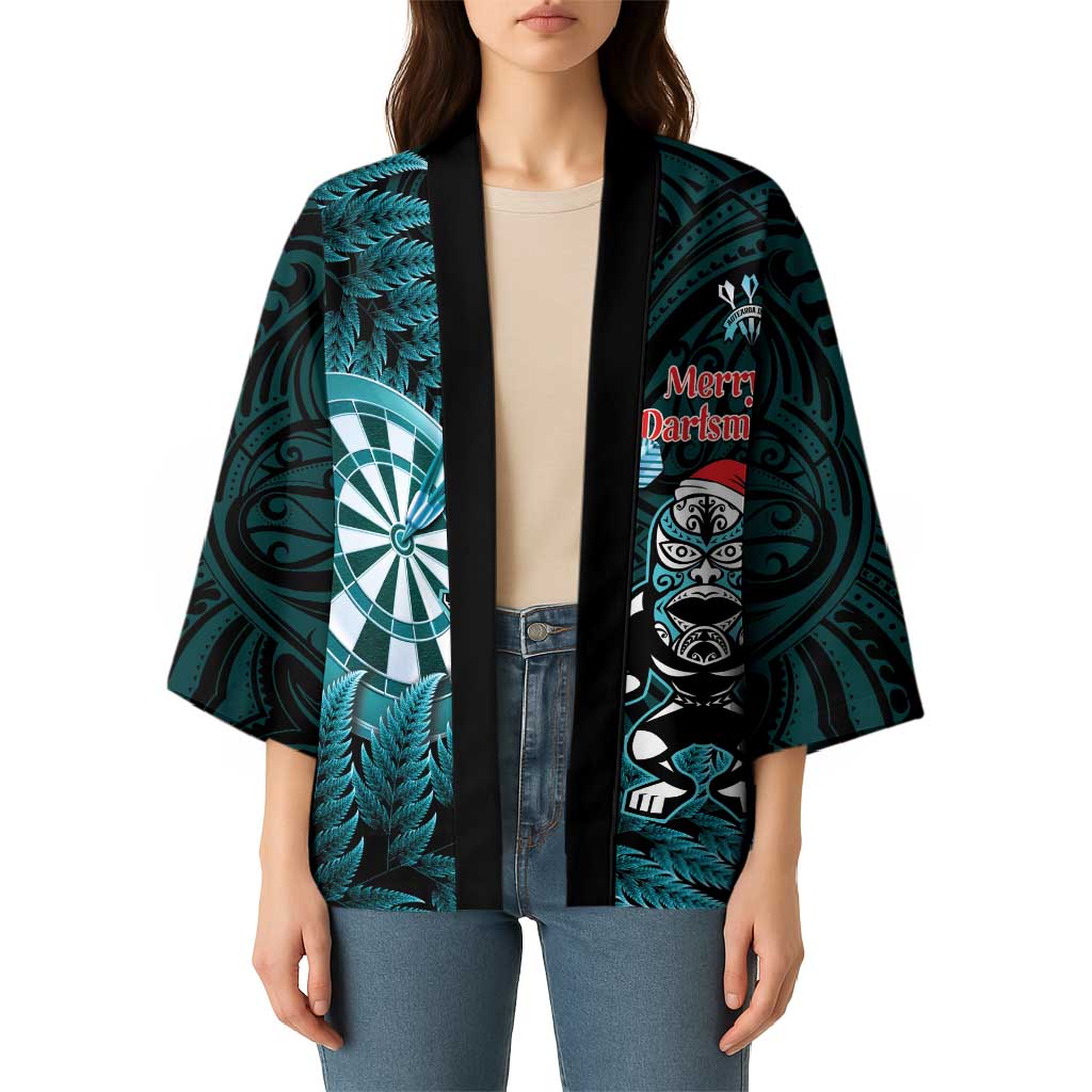 Personalised New Zealand Darts Christmas Kimono Maori Fern Merry Dartsmas - Aussie Hoodie
