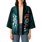 Personalised New Zealand Darts Christmas Kimono Maori Fern Merry Dartsmas - Aussie Hoodie