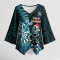 Personalised New Zealand Darts Christmas Kimono Sleeve Blouse Maori Fern Merry Dartsmas - Aussie Hoodie
