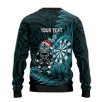 Personalised New Zealand Darts Christmas Ugly Christmas Sweater Maori Fern Merry Dartsmas - Aussie Hoodie