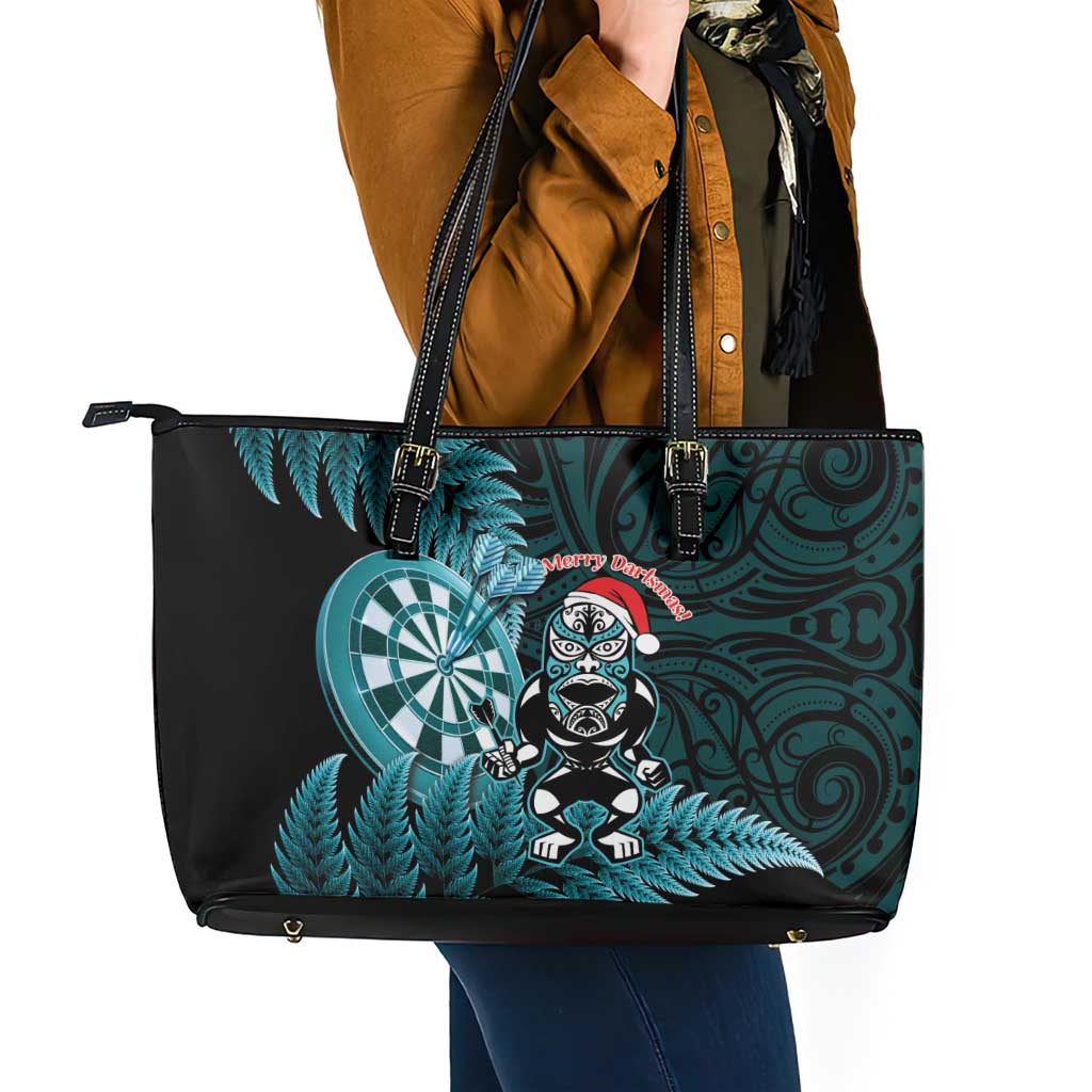 New Zealand Darts Christmas Leather Tote Bag Maori Fern Merry Dartsmas - Aussie Hoodie