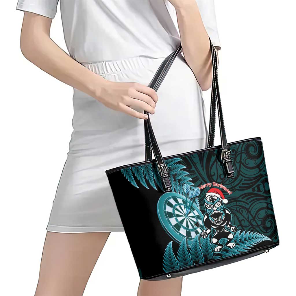 New Zealand Darts Christmas Leather Tote Bag Maori Fern Merry Dartsmas - Aussie Hoodie