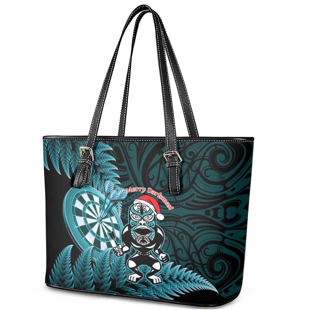 New Zealand Darts Christmas Leather Tote Bag Maori Fern Merry Dartsmas - Aussie Hoodie