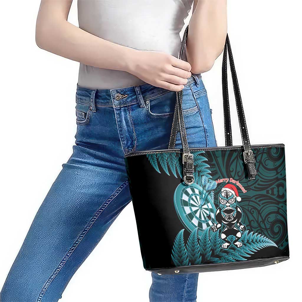 New Zealand Darts Christmas Leather Tote Bag Maori Fern Merry Dartsmas - Aussie Hoodie