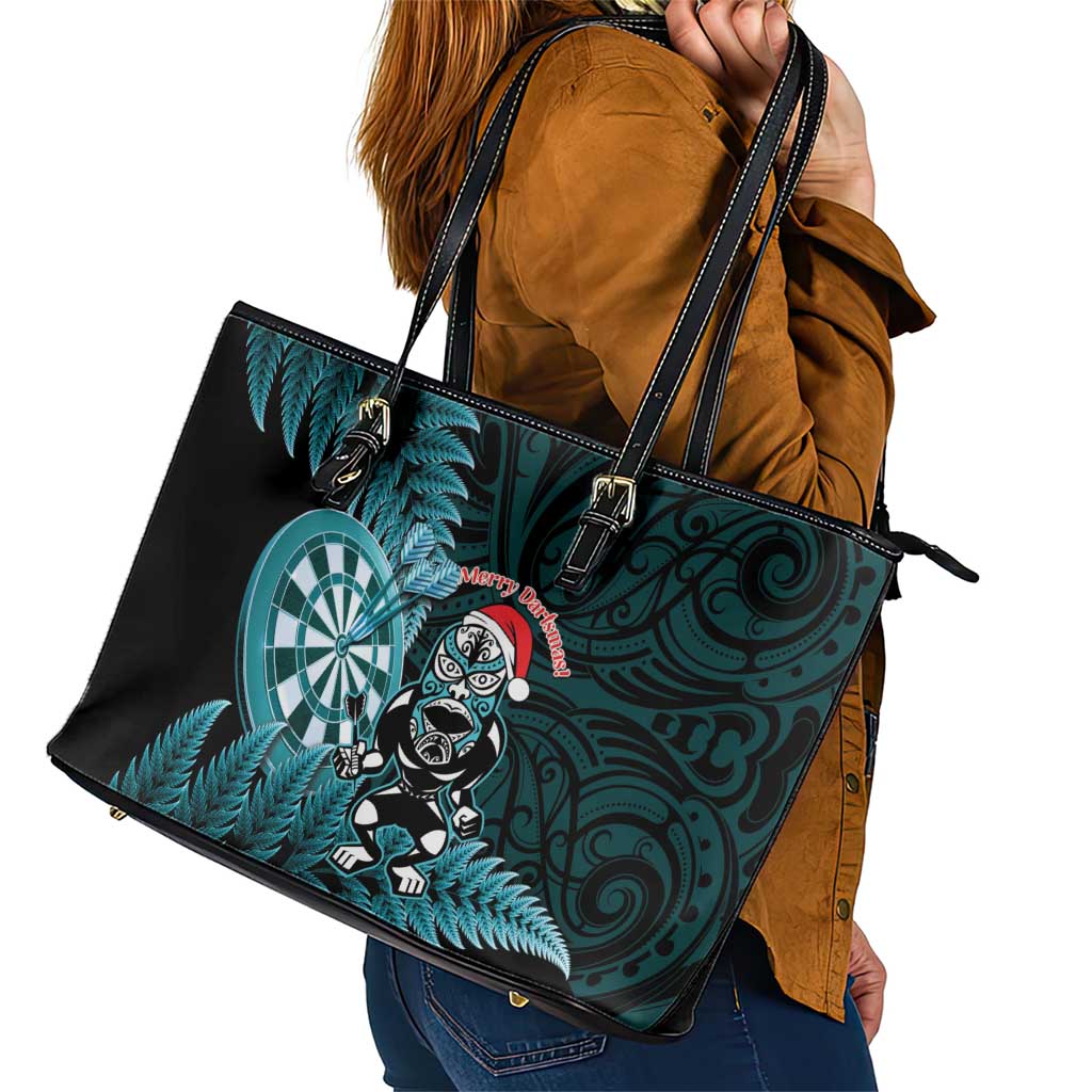 New Zealand Darts Christmas Leather Tote Bag Maori Fern Merry Dartsmas - Aussie Hoodie