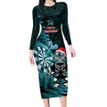 Personalised New Zealand Darts Christmas Long Sleeve Bodycon Dress Maori Fern Merry Dartsmas - Aussie Hoodie