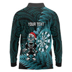 Personalised New Zealand Darts Christmas Long Sleeve Polo Shirt Maori Fern Merry Dartsmas - Aussie Hoodie