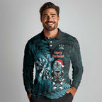 Personalised New Zealand Darts Christmas Long Sleeve Polo Shirt Maori Fern Merry Dartsmas - Aussie Hoodie