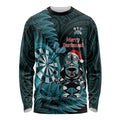 Personalised New Zealand Darts Christmas Long Sleeve Shirt Maori Fern Merry Dartsmas - Aussie Hoodie