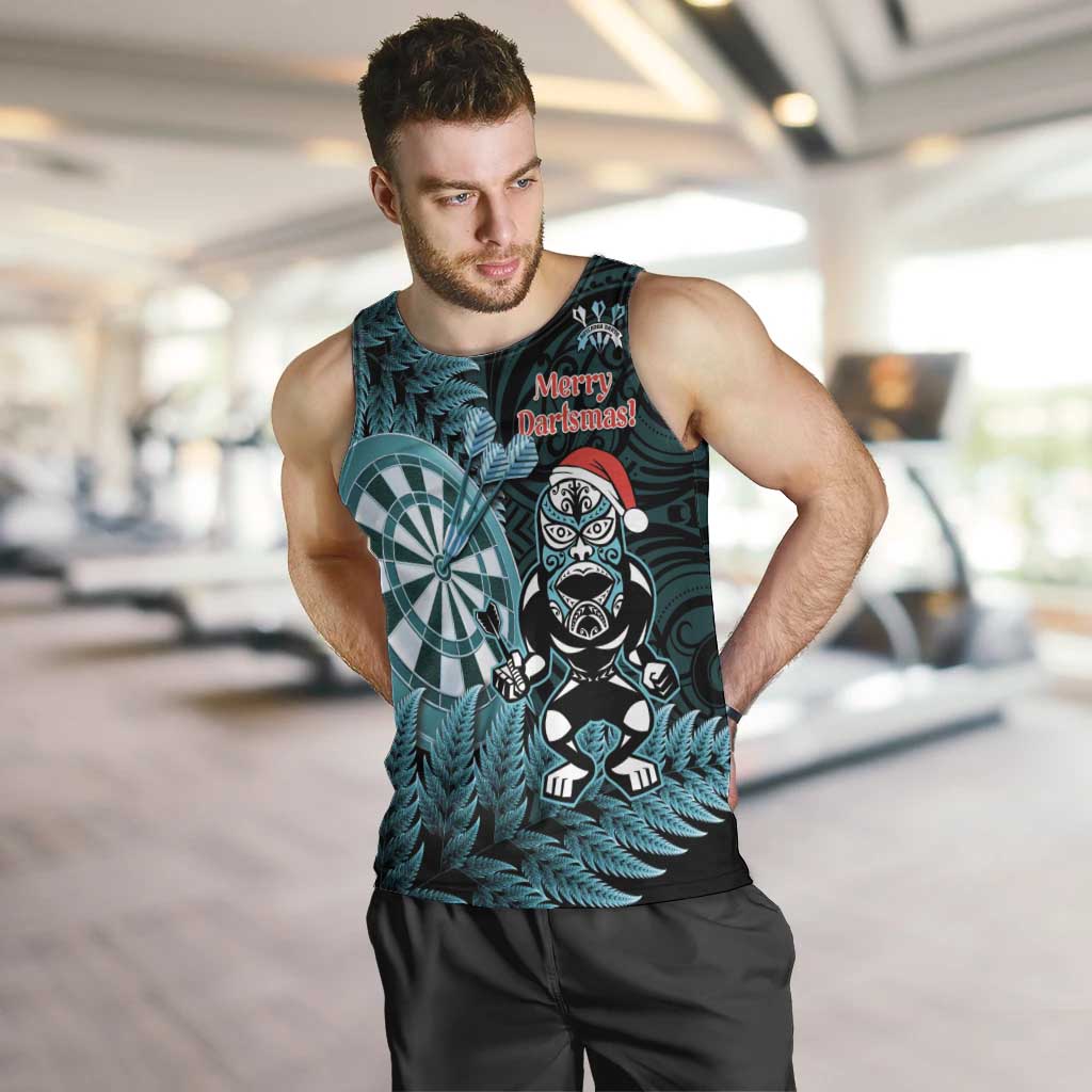 Personalised New Zealand Darts Christmas Men Tank Top Maori Fern Merry Dartsmas - Aussie Hoodie